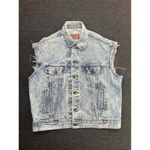 VTG Levi's 70507 0219 Denim Vest Acid Wash Blue Mens Large Type 3 Trucker USA 90